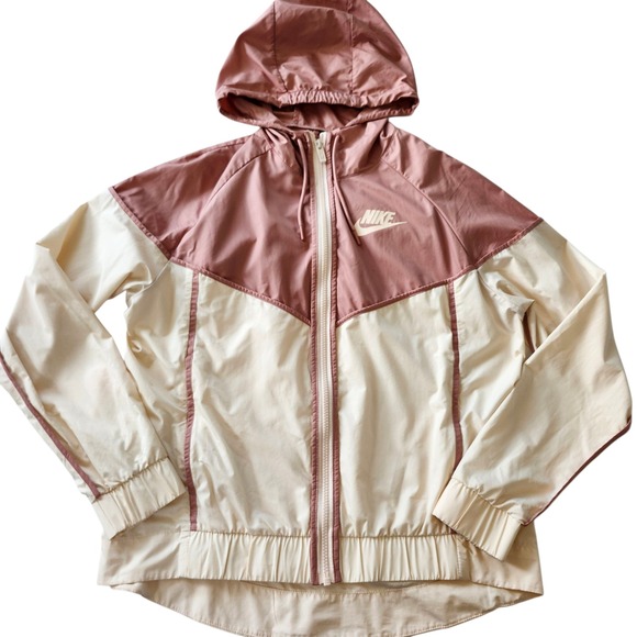 Nike Windrunner windbreaker Jacket Full Zip Hooded Pink Cream Women's Medium - Picture 1 of 7